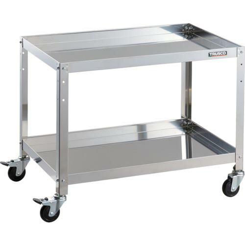 TRUSCO ステンレスワゴン クリーンラビット 75φゴム車鉄金具 750×500×H600 2段...