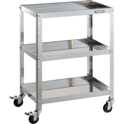 TRUSCO ステンレスワゴン クリーンラビット 75φゴム車鉄金具 600×400×H810 3段...