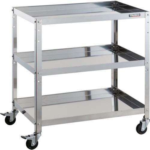 TRUSCO ステンレスワゴン クリーンラビット 75φゴム車鉄金具 750×500×H810 3段...