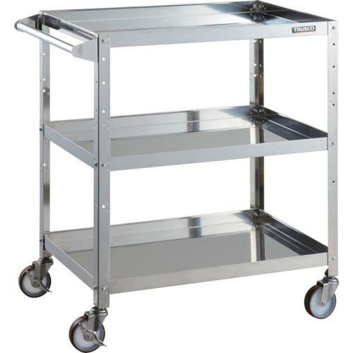 TRUSCO ステンレスワゴン クリーンラビット 100φウレタン車SUS金具ハンドル付 ( CRB...