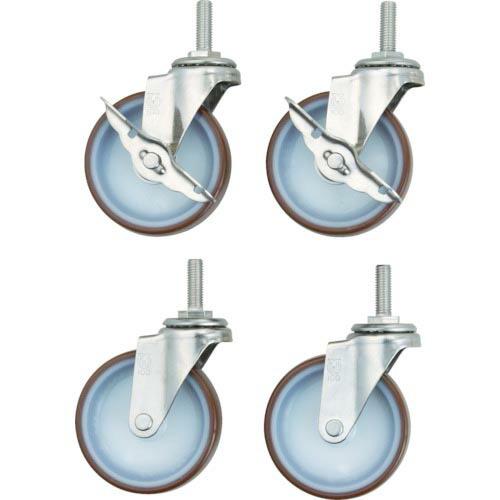 TRUSCO ステンレスワゴン クリーンラビット Φ100ナイロンウレタン車輪セット SUS金具 (...