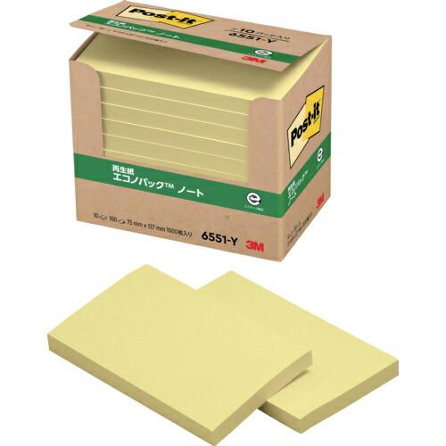 【SALE価格】3M ふせん ポスト・イット ノート 75×127mm 100枚×10パッド イエロ...