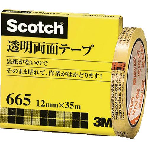【SALE価格】3M 透明両面テープ ライナーなし 12mmX35m 巻芯径76mm ( 665-3...