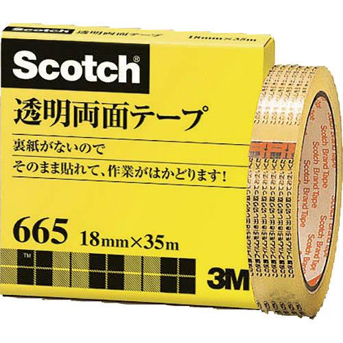【SALE価格】3M 透明両面テープ ライナーなし 18mmX35m 巻芯径76mm ( 665-3...