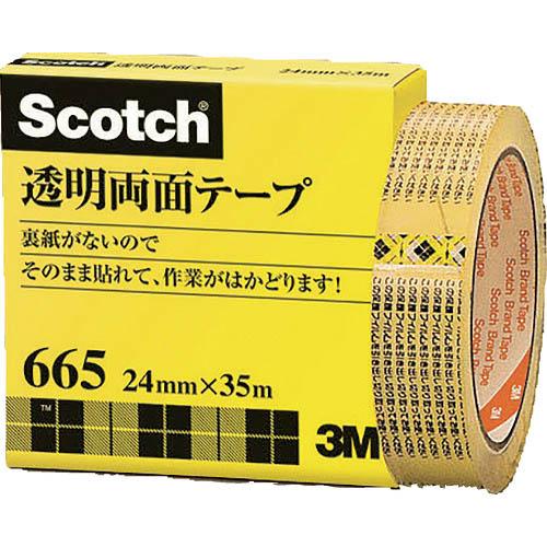 【SALE価格】3M 透明両面テープ ライナーなし 24mmX35m 巻芯径76mm ( 665-3...
