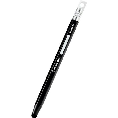 ELECOM タッチペン 六角鉛筆型 ストラップホール付 超感度タイプ ペン先交換可能 ブラック (...