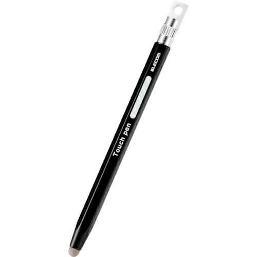 ELECOM タッチペン 六角鉛筆型 ストラップホール付 導電繊維 ペン先交換可能 ブラック ( P...