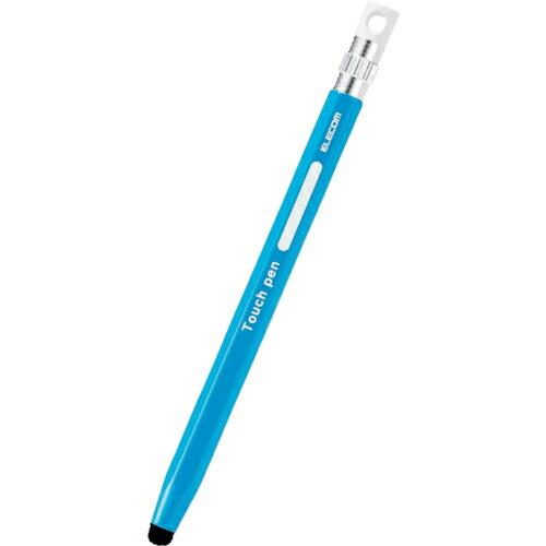 ELECOM タッチペン 六角鉛筆型 ストラップホール付 超感度タイプ ペン先交換可能 ブルー ( ...