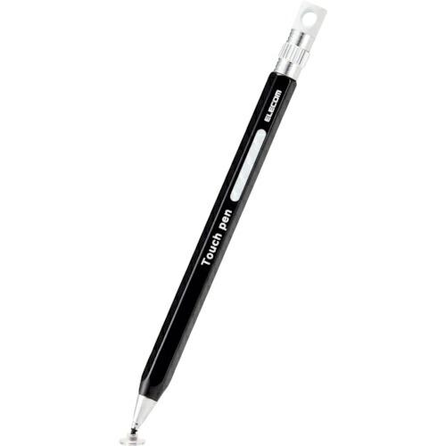 ELECOM タッチペン 六角鉛筆型 ストラップホール付 ディスクタイプ ペン先交換可能 ブラック ...