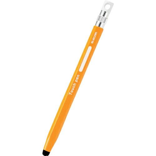 ELECOM タッチペン 六角鉛筆型 ストラップホール付 超感度タイプ ペン先交換可能 イエロー (...