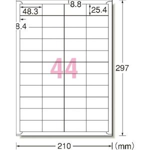 3M エーワン[[TM上]] ラベルシール(プリンタ兼用)再生紙 44面 四辺余白付 100枚 ( 31350 ) スリーエム ジャパン(株)文具・オフィス事業部｜orangetool
