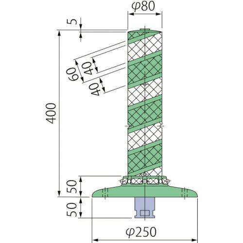 グリーンクロス ポストコーン全面反射LCTR-40-250-M ( 6300029567 ) (株)...