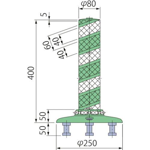 グリーンクロス ポストコーン全面反射LBTR-40-250-M ( 6300029563 ) (株)...
