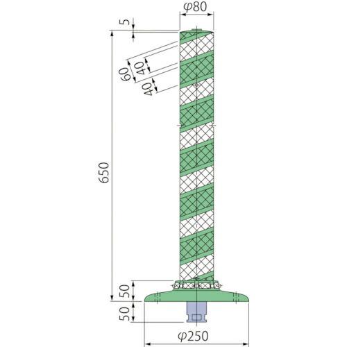 グリーンクロス ポストコーン全面反射LCTR-65-250-M ( 6300029568 ) (株)...