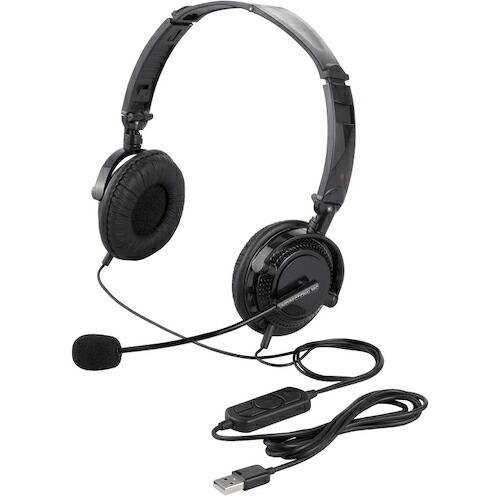 BAFFALO 両耳ヘッドバンド式ヘッドセット USB接続/折りたたみタイプ ( BSHSUH13B...
