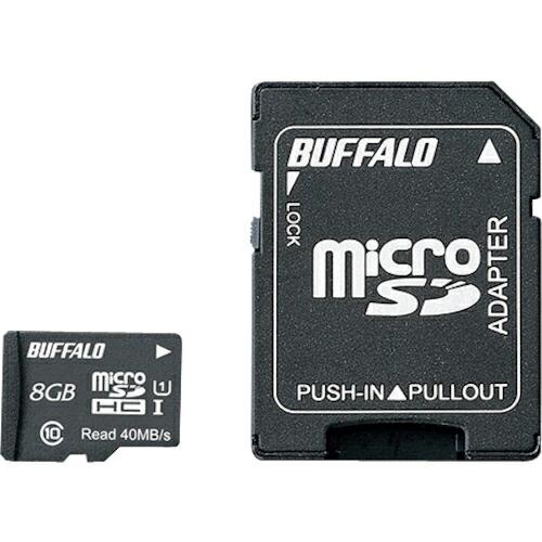 BAFFALO UHS-I Class1 microSDHCカード SD変換アダプター付 8GB (...