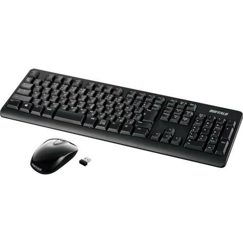 BAFFALO 無線2.4GHz フルキーボード 静音マウスセット ブラック ( BSKBW120S...