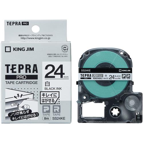 KING JIM 【純正】「テプラ」PROテープ 24mm キレイにはがせるラベル/白ラベル/黒文字...