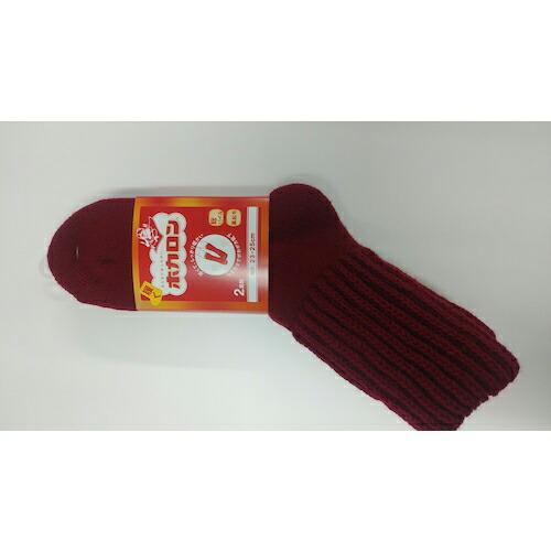 レンフロ 婦人ホカロン 総パイルアクリル無地クルー アカ(2足入)  ( HKCLD17TP16 )