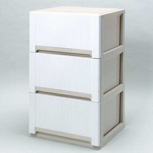 SANKO pla 4 収納ケース オーラ50 深型 3段 W ホワイト 500×447×840 (...