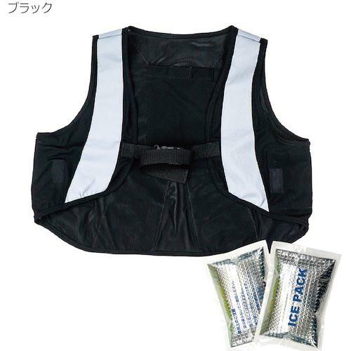 岡潮 総メッシュクールベスト (保冷剤付) 黒メッシュ×銀反射材  ( OK5906 )