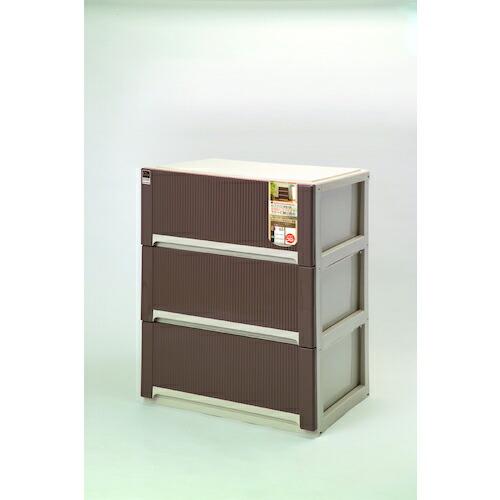 SANKO pla 4 収納ケース オーラワイド 深型 3段 BR ブラウン 650×447×846...