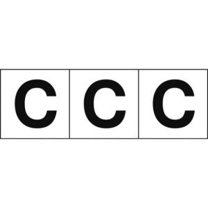 TRUSCO アルファベットステッカー 30×30 「C」 白地/黒文字 3枚入 ( TSN-30-C ) トラスコ中山(株)｜orangetool