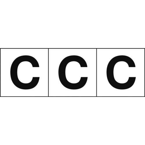 TRUSCO アルファベットステッカー 30×30 「C」 白地/黒文字 3枚入 ( TSN-30-...