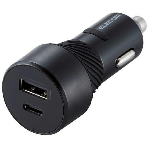ELECOM シガーチャージャー 抜け防止 27W Type-C×1 USB-A×1 ブラック ( ...