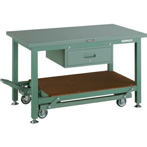TRUSCO 重荷重作業台移動式(3000kg)TWC型 1200X750XH740 1段引出付 グ...