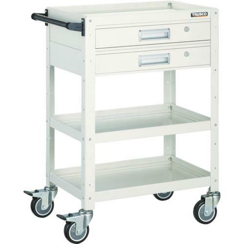 TRUSCO ツールワゴン バーディワゴン 750×500 引出2段付 ウレタン車輪 ホワイト ( ...