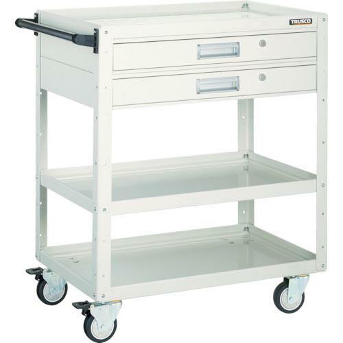 TRUSCO ツールワゴン イーグルワゴン 750×500 2段引出付 ウレタン4輪自在 ホワイト ...