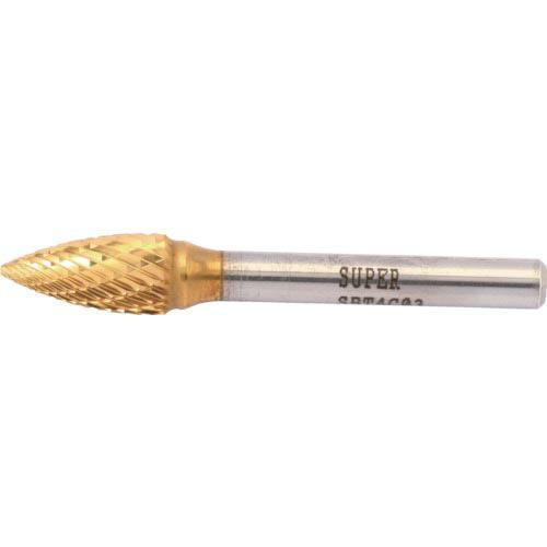 スーパー スーパー超硬バー チタンコーティング ロー付タイプ ポイント型(ダブルカット)刃径:9.5...