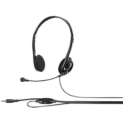 BAFFALO 両耳ヘッドバンド式ステレオヘッドセット 4極ミニプラグ接続 ブラック ( BSHSH...