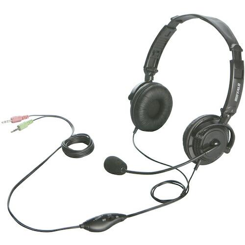 BAFFALO 両耳ヘッドバンド式ヘッドセット 半密閉/ノイズキャンセリングマイク搭載 ブラック (...
