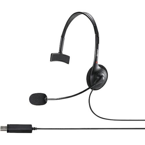 BAFFALO 片耳ヘッドバンド式モノラルヘッドセット USB接続 ブラック ( BSHSHUM11...