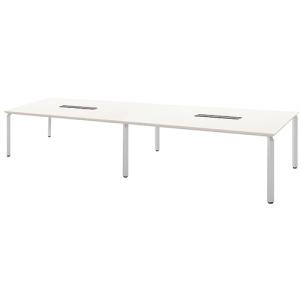 NAIKI ミーティングテーブル(配線付 ウエイク WK型/天板:ホワイト 脚:シルバー/W3600×D1200×H700 ( WK36125H-SVH ) (株)ナイキ｜orangetool