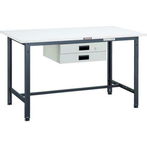 TRUSCO 軽荷重作業台(300kg)AE型 900X600XH740 薄型2段引出付 ダークグレ...