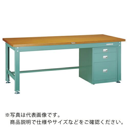 TRUSCO 中荷重作業台(2000kg)DW型 1500X750XH740 3段ワゴン付 グリーン...