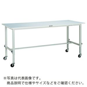 TRUSCO 軽荷重作業台高さ調節式(80kg)AEM型 1800X600XH718~1018 φ75キャスター付 ホワイト色 ( RAEM-1860C75 W ) トラスコ中山(株) (メーカー取寄)｜orangetool