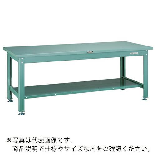 TRUSCO 中荷重作業台(2000kg)DW型 1500X750XH740 全面下棚付 グリーン色...