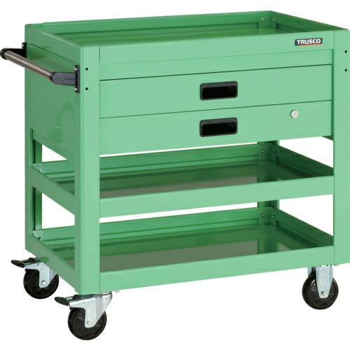 TRUSCO ツールワゴン ドルフィン 750X500 2段引出 ヤンググリーン ( DLWS-77...