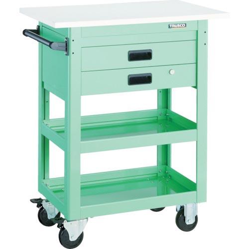 TRUSCO ツールワゴン ドルフィン 天板付 750X500 2段引出 ヤンググリーン ( DLW...