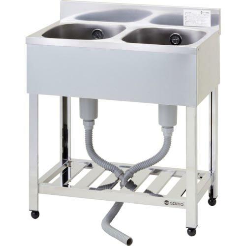 アズマ 二槽シンク(ホース付) 750×450×800 ( KP2-750 ) (株)東製作所