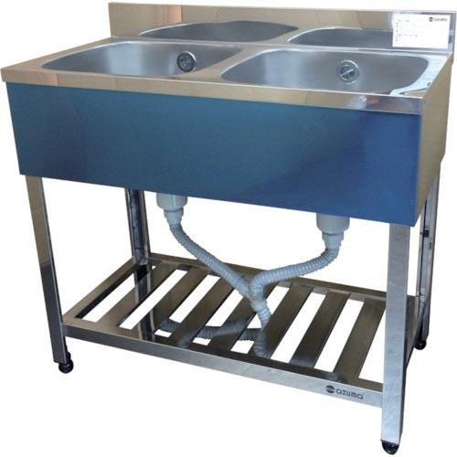 アズマ 二槽シンク(ホース付) 900×450×800 ( KP2-900 ) (株)東製作所