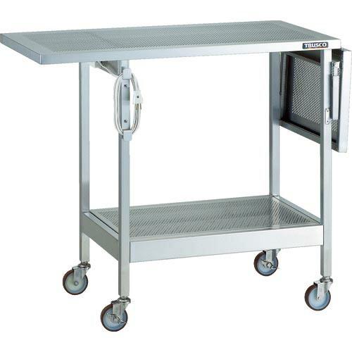 TRUSCO ステンレス製ワゴン ステンレスラボキャリー(SUS304) パンチングテーブル 折畳式...