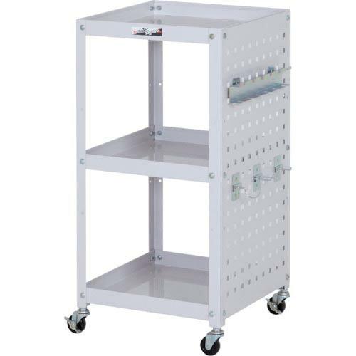 ヤマテック コンビニワゴン 片面パネル・フック付き3段タイプW400×D400×H810mm パール...