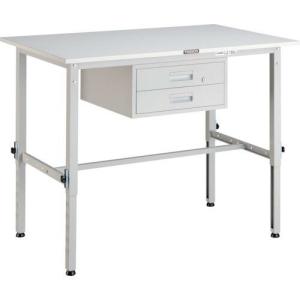 TRUSCO 軽荷重作業台高さ調節式(150kg)AEM型 1200X750XH650~950 2段引出付 ホワイト色 ( AEM-1200F2 W ) トラスコ中山(株) (メーカー取寄)｜orangetool