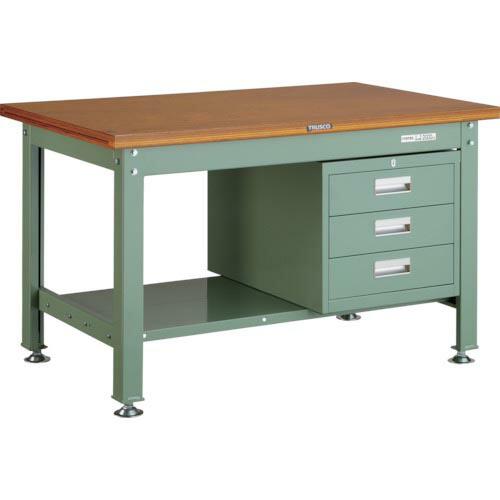 TRUSCO 中荷重作業台(2000kg)DW型 1200X750XH740 3段引出付 グリーン色...