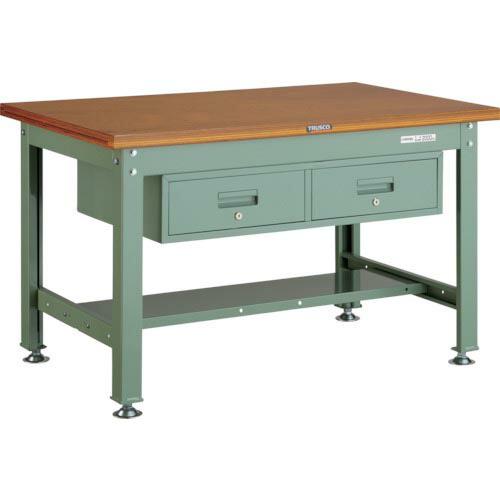 TRUSCO 中荷重作業台(2000kg)DW型 1200X750XH740 2列引出付 グリーン色...